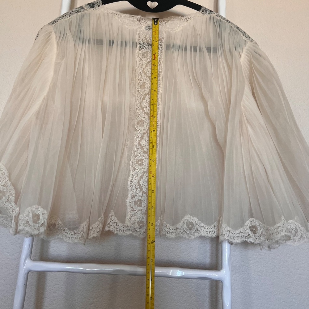 Vintage Christian Dior Lace Bed Jacket Sheer Peignoir Top Romantic Bridal 70s 80 - Picture 6 of 16